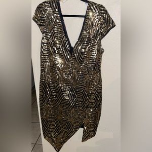 Black and gold sequin dress